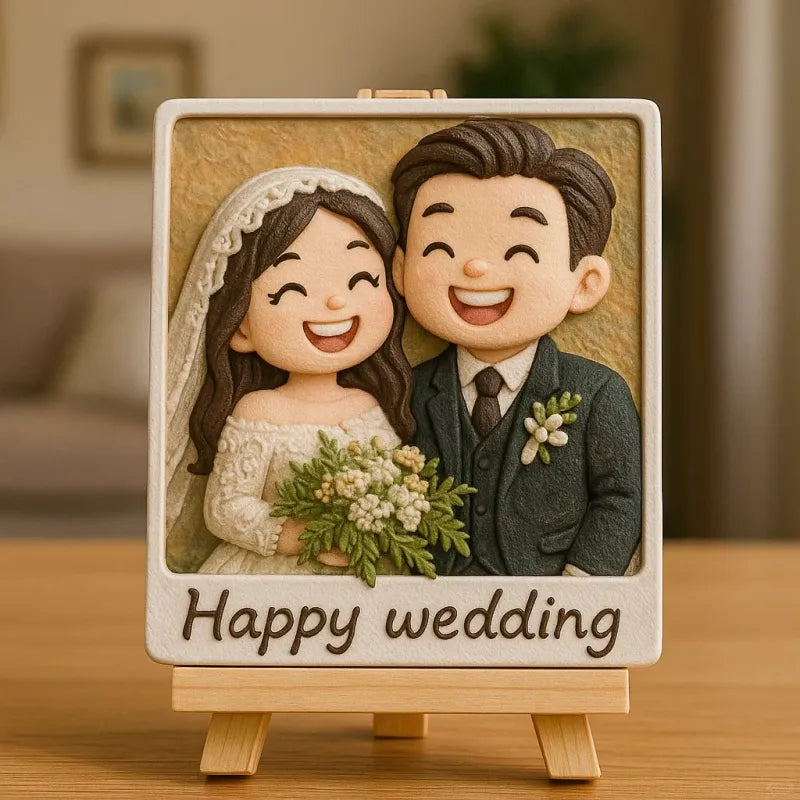 Personalized 3D Mini Figurine with Wooden Base – Custom Photo Home Decor Wedding Birthday Gift