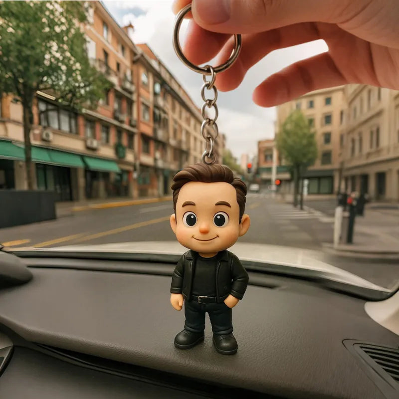 Personalized 3D Mini Figure Keychain from Photo – Custom Cartoon Character Keychain Gift
