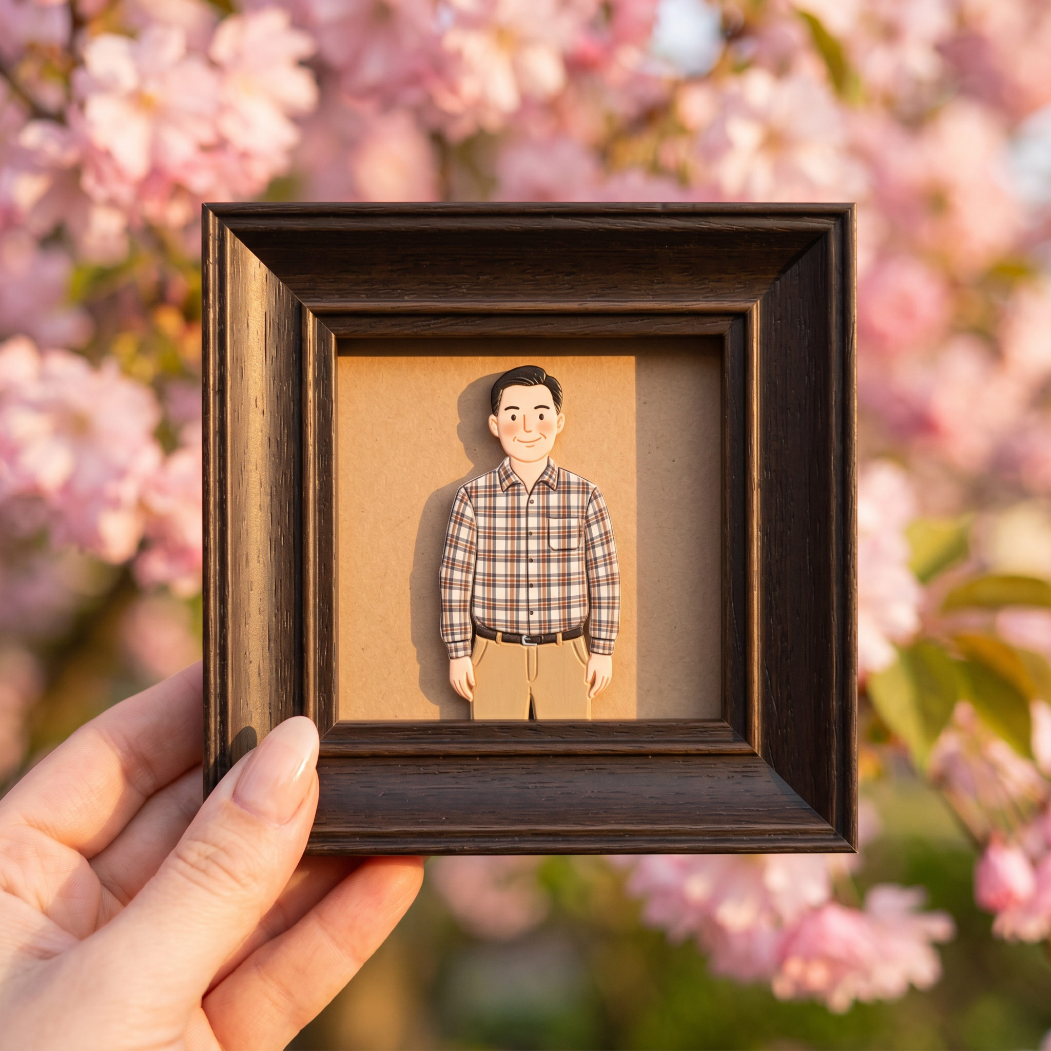 Custom Dad Clay Portrait Framed Print – Personalized Gift from Kids