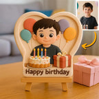 Personalized 3D Mini Figurine with Wooden Base – Custom Photo Home Decor Wedding Birthday Gift