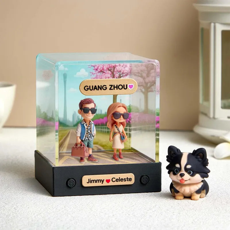 Personalized 3D Mini Figure with Acrylic Box from Photo – Custom Background Toy Figurine Gift