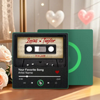 Personalized Retro Black Cassette Tape Music Fridge Magnet Framed – Custom Names Valentine Gift