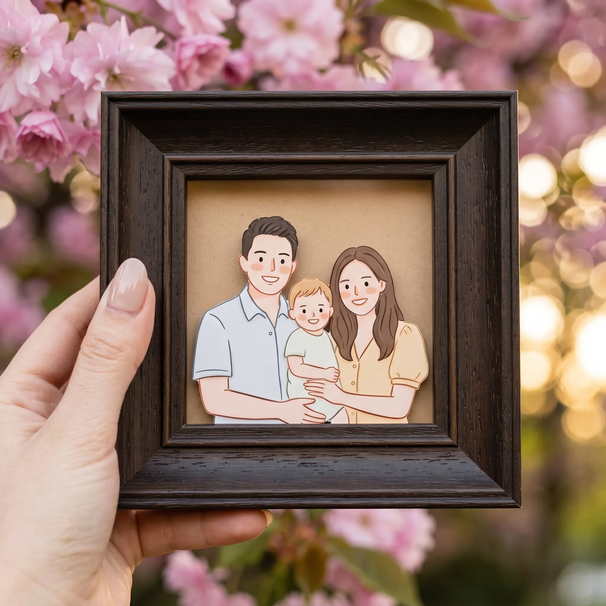 Custom Family Clay Portrait Framed Print – Personalized Home Decor Gift