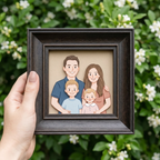 Custom Family Clay Portrait Framed Print – Personalized Family Wall Art