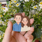 Custom Family Clay Portrait Keychain – Personalized Gift for Mom