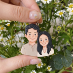 Custom Family Clay Portrait Keychain – Personalized Home Keepsake