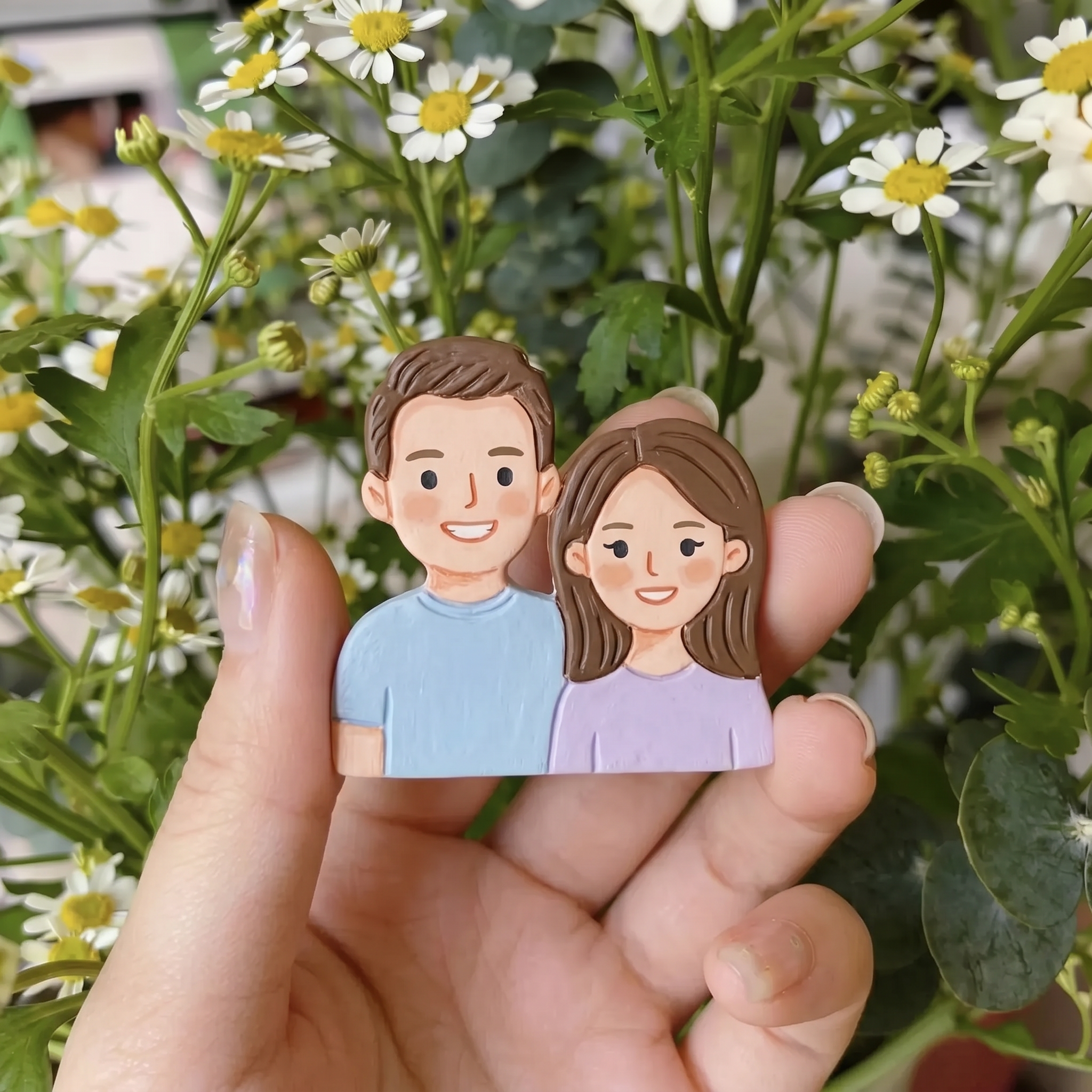 Custom Family Clay Portrait Fridge Magnet – Personalized Gift for Mom