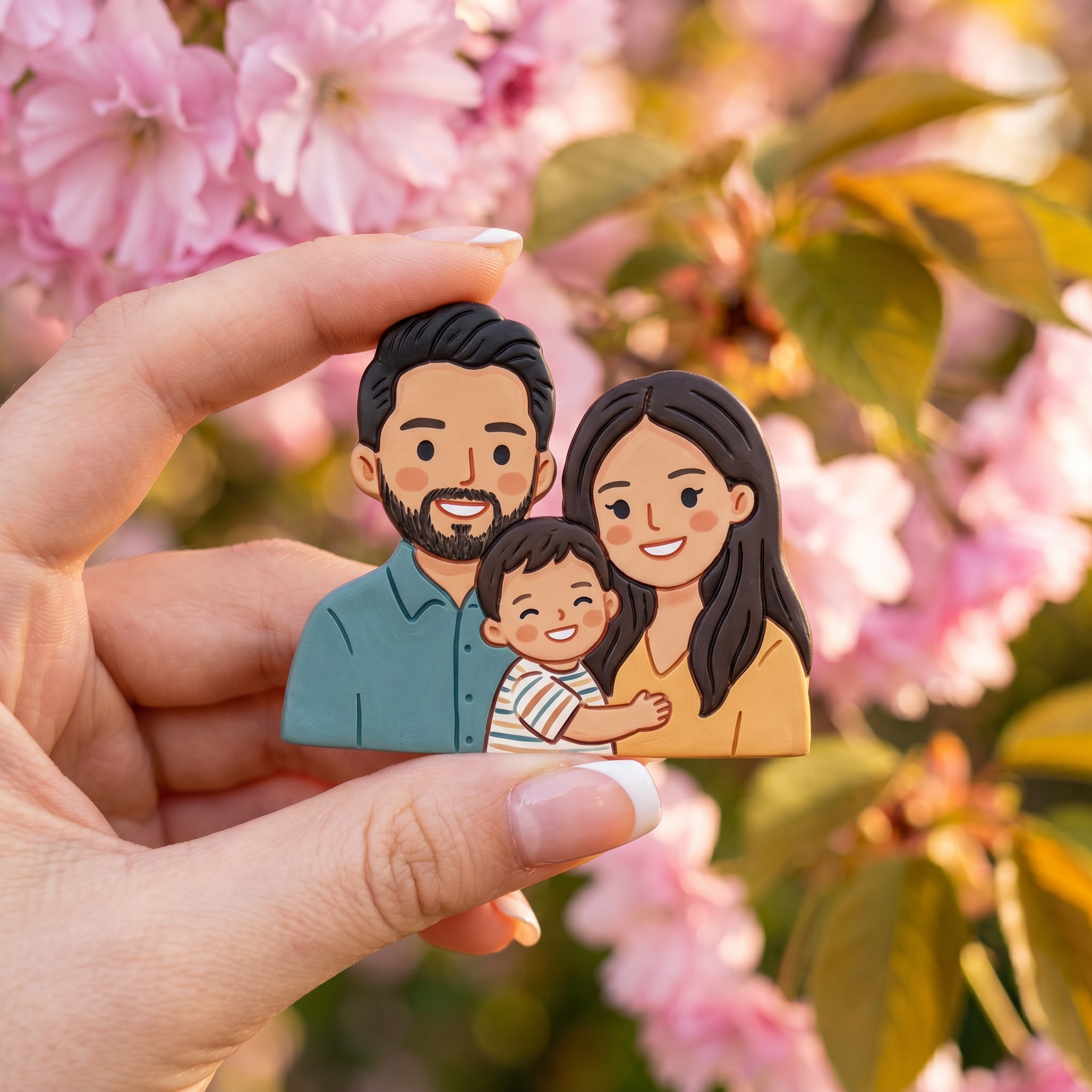 Custom Family Clay Portrait Fridge Magnet – Personalized Home Decor Gift