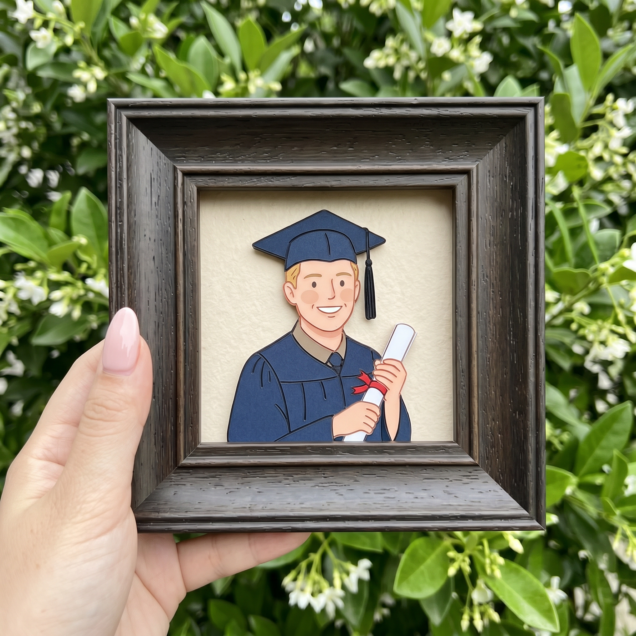 Custom Clay Portrait Framed Print – Personalized Graduation Keepsake