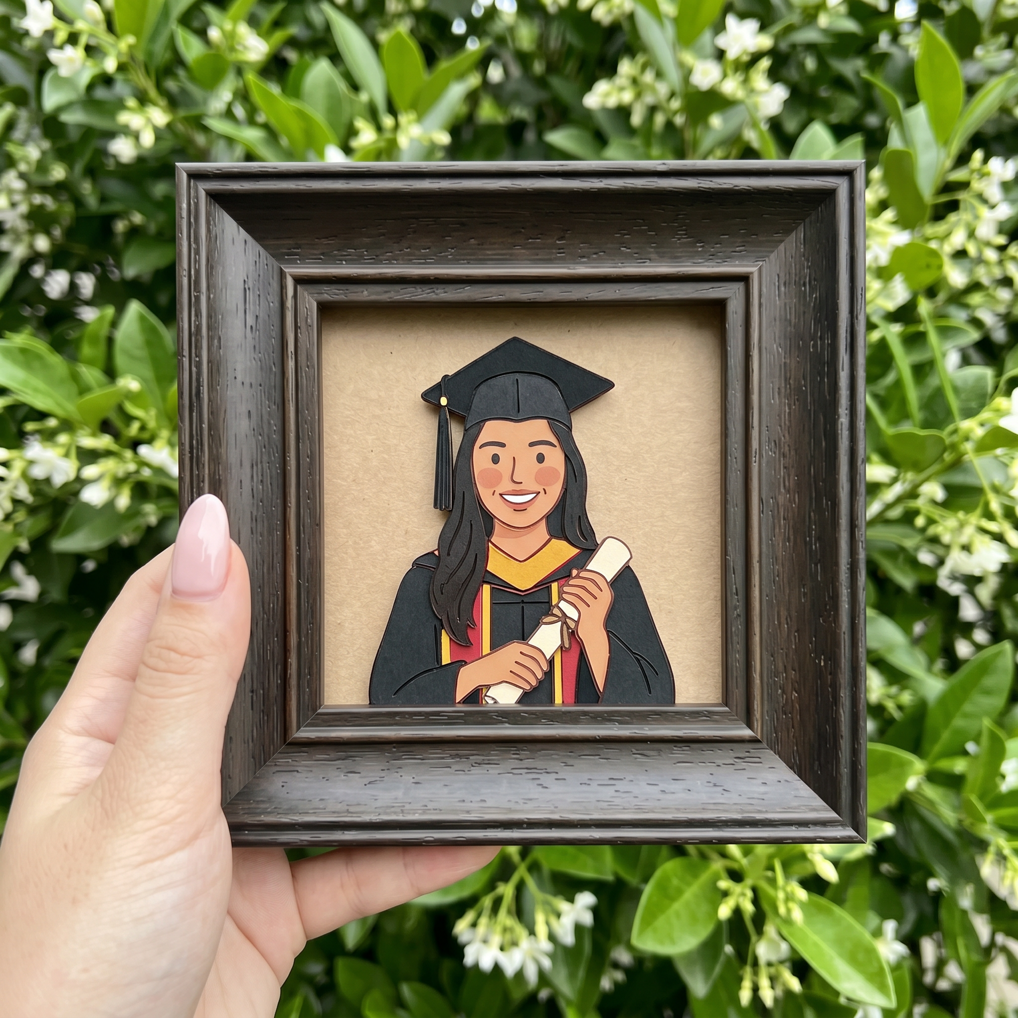 Custom Graduation Clay Portrait Framed Print – Personalized Grad Gift