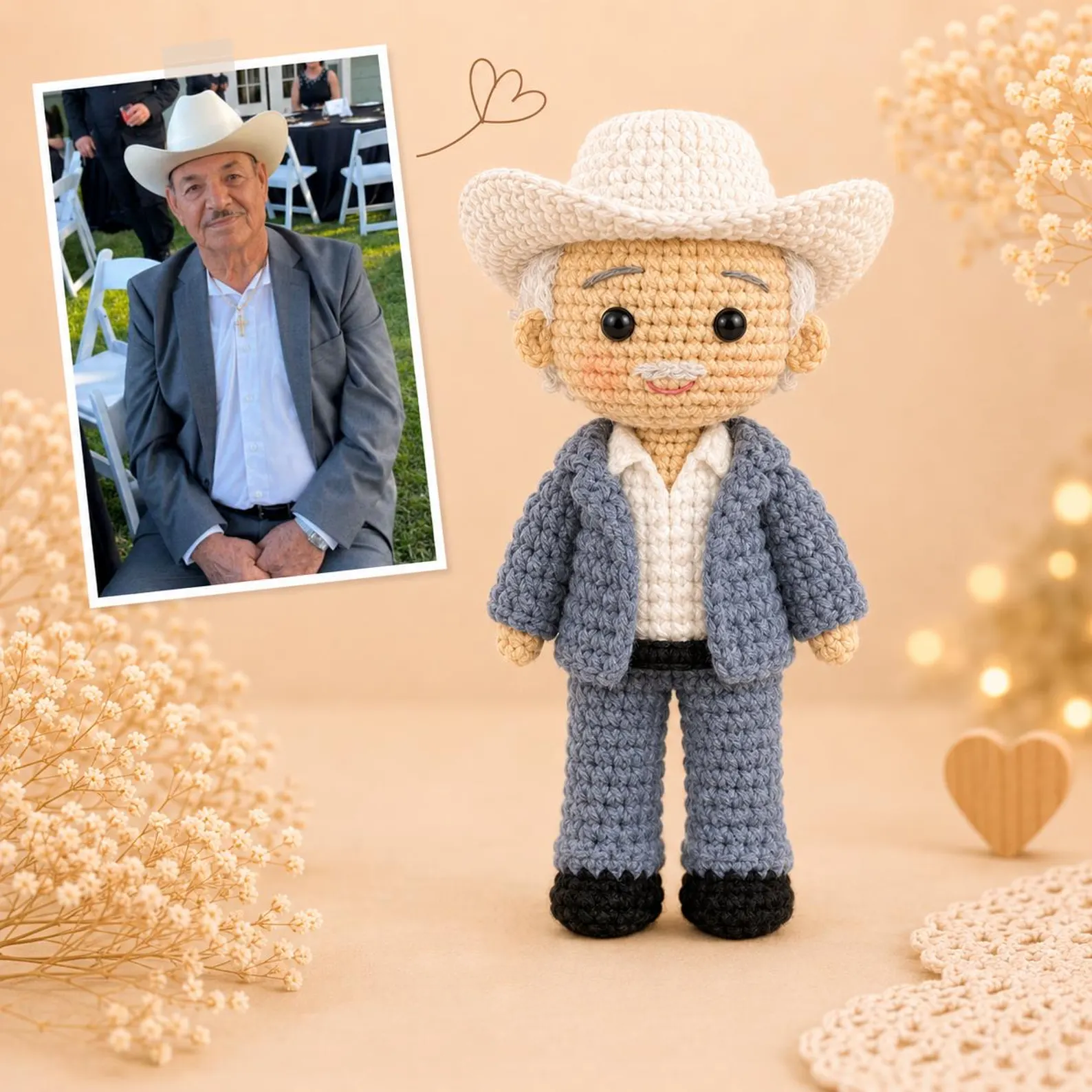 Custom Look Alike Crochet Doll – Personalized Keepsake Gift for Dad