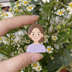 Custom Mom Clay Portrait Keychain – Personalized Gift from Kids