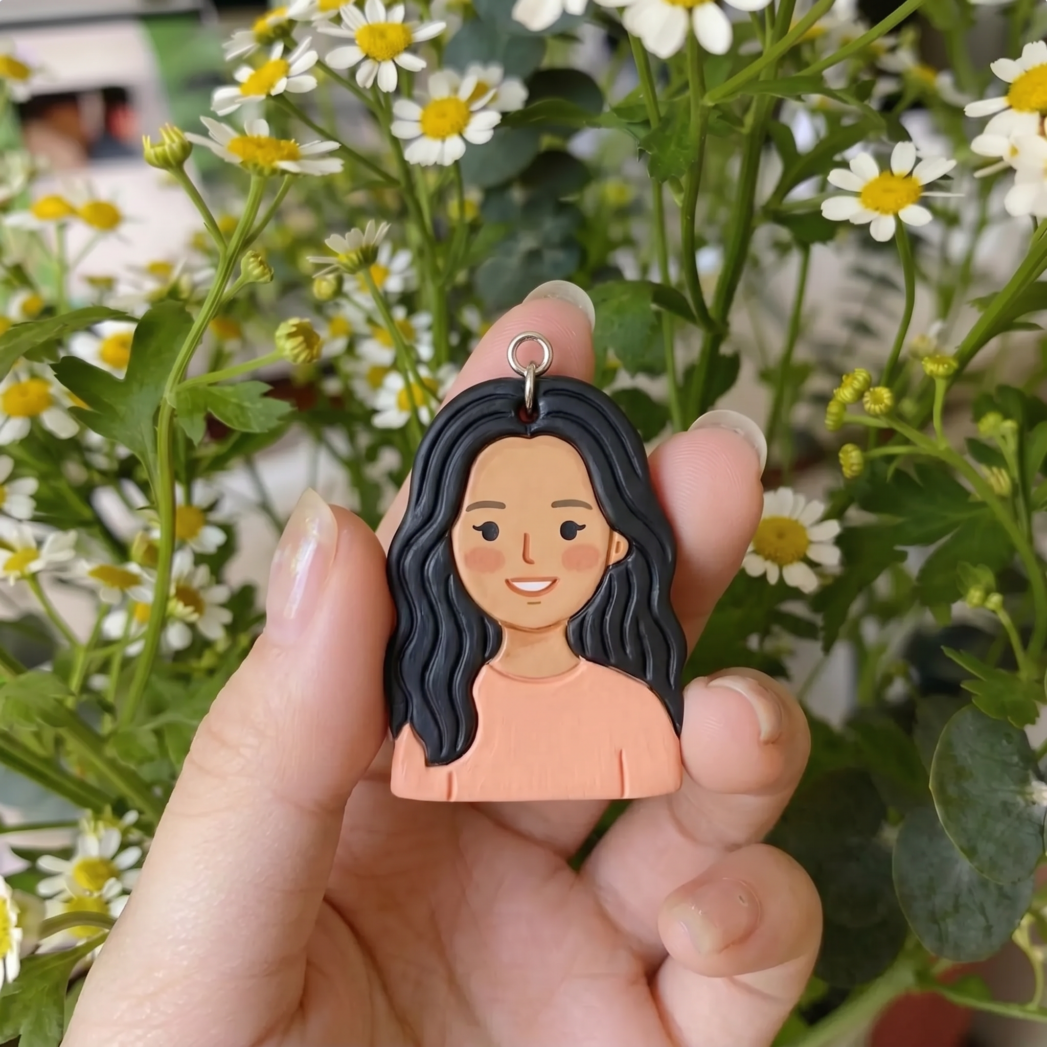 Custom Mom Clay Portrait Keychain – Personalized Mother's Day Gift