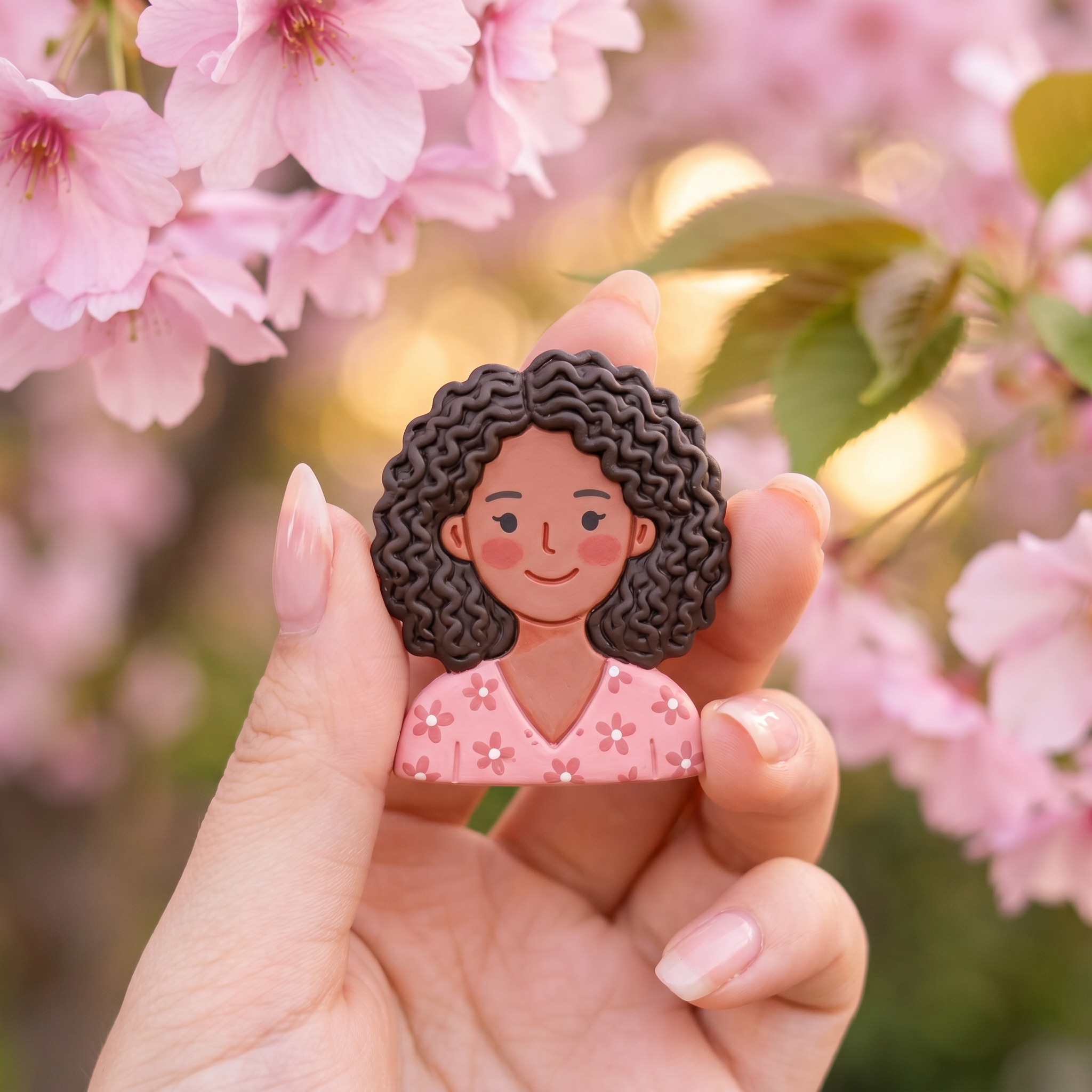 Custom Mom Clay Portrait Fridge Magnet – Personalized Gift from Kids