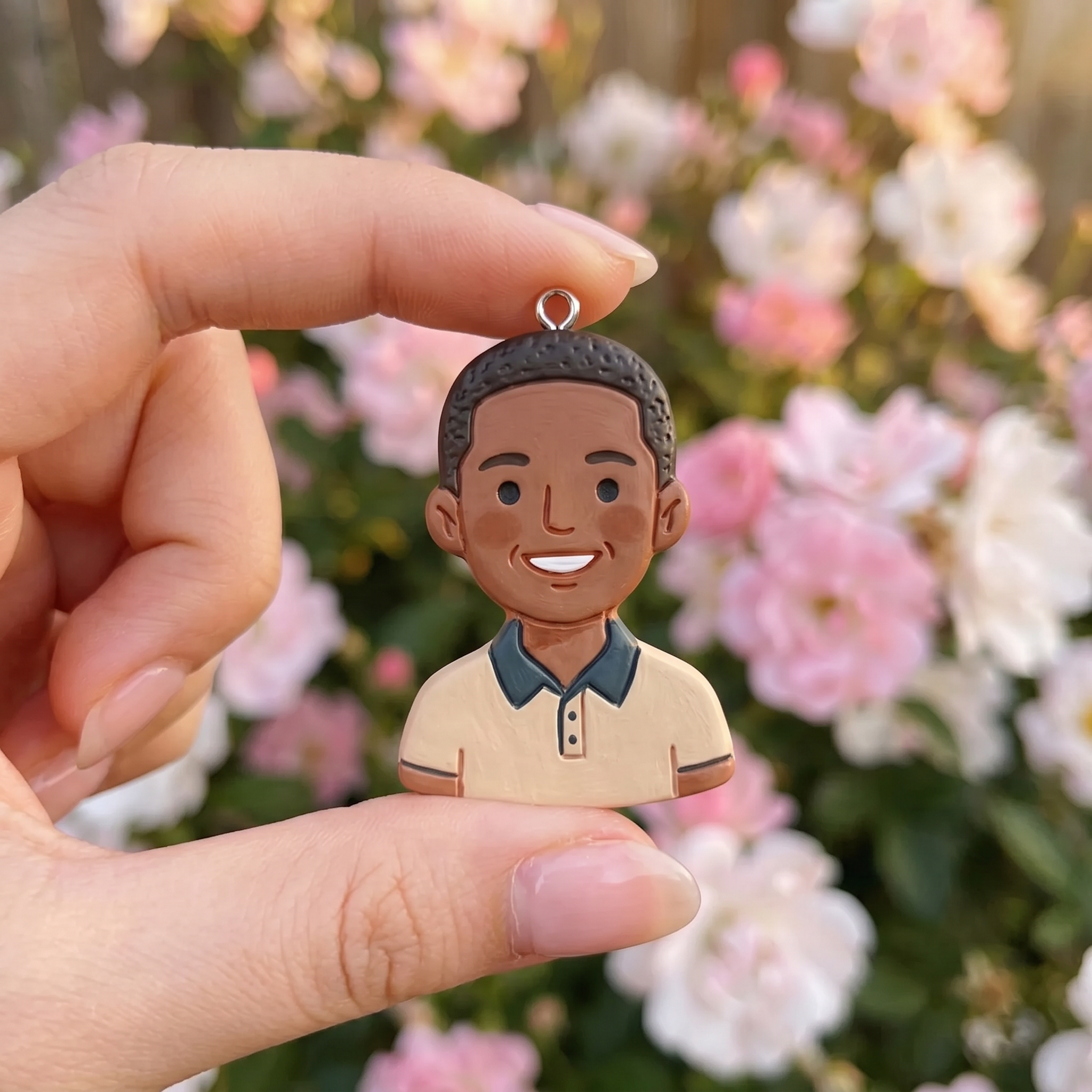 Custom Dad Clay Portrait Keychain – Personalized Father's Day Gift