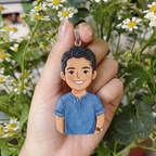 Custom Dad Clay Portrait Keychain – Personalized Father Gift