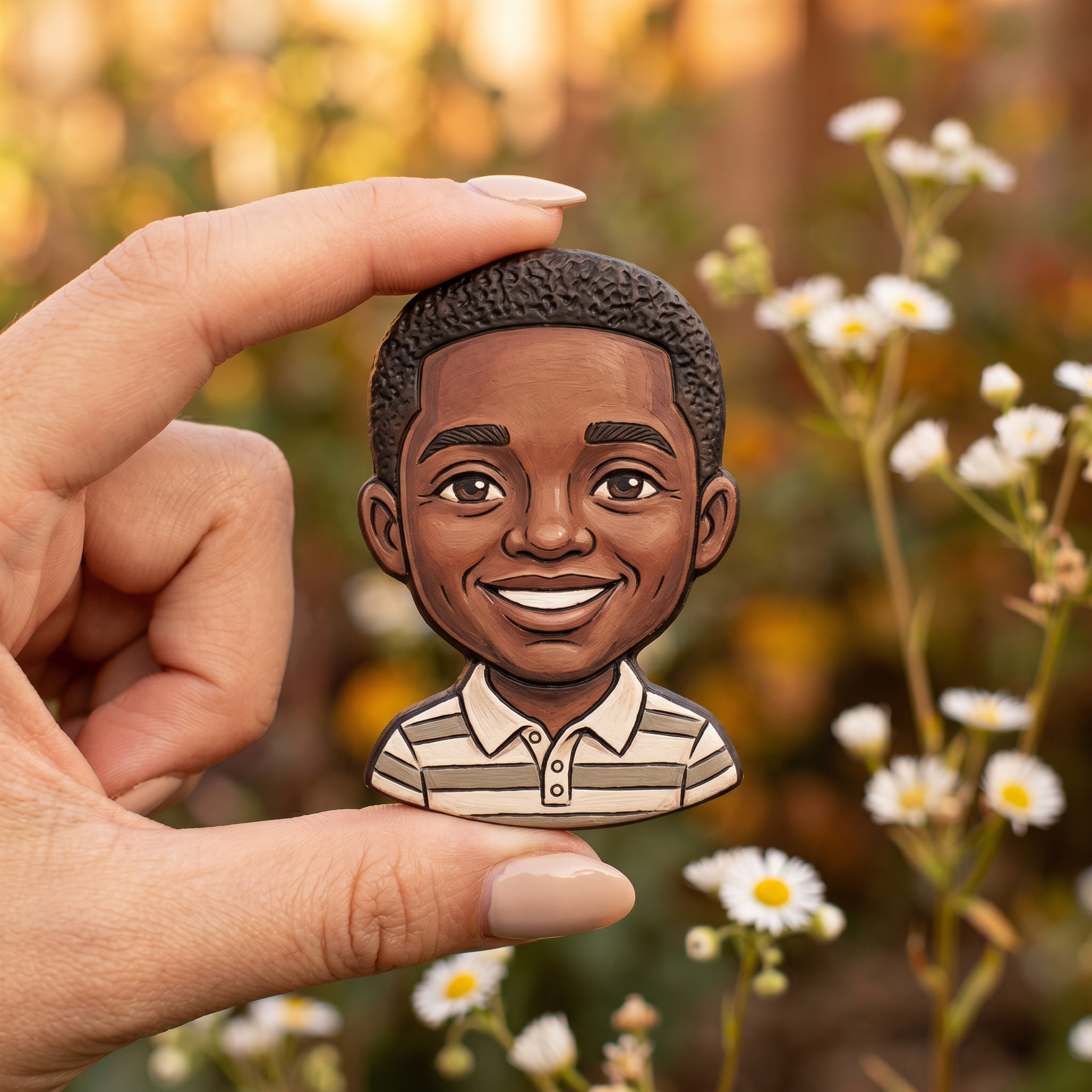 Custom Dad Clay Portrait Fridge Magnet – Personalized Gift from Kids