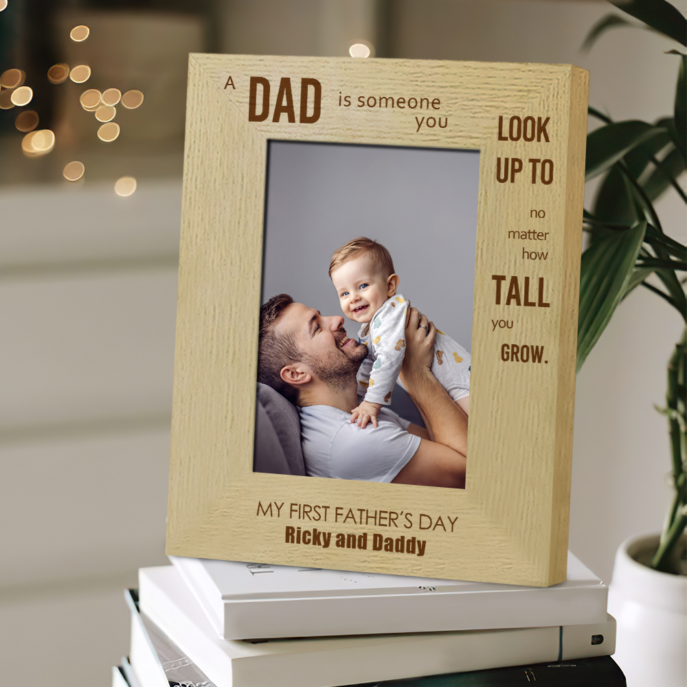 Customized Name Gifts for Dad Father's Day Wood Photo Frames