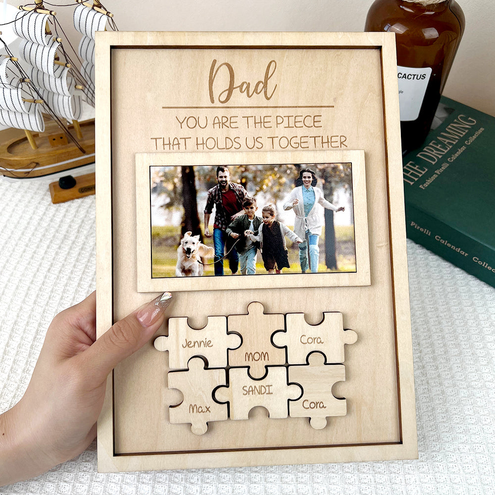 Custom Name Gifts for Dad Puzzle Piece Family Member Sign