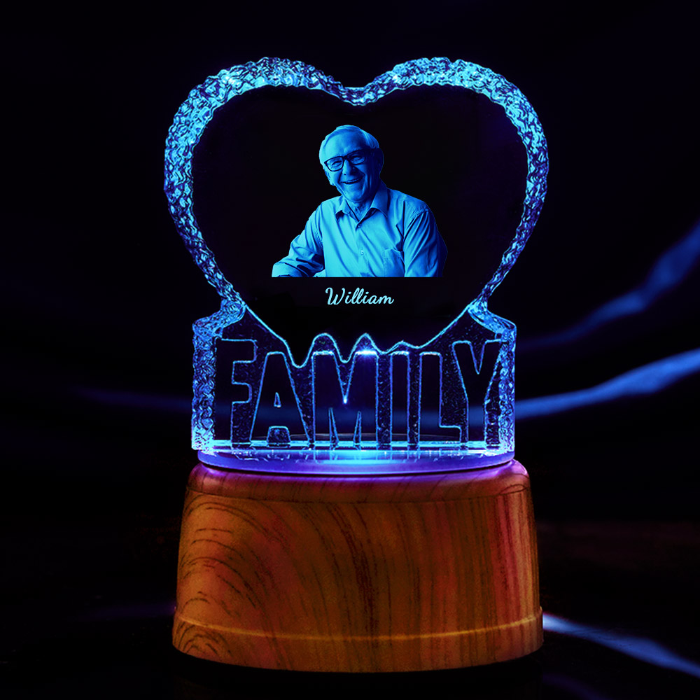 Custom Photo Gifts for Dad 3D Crystal Photo Frame Heart Crystal