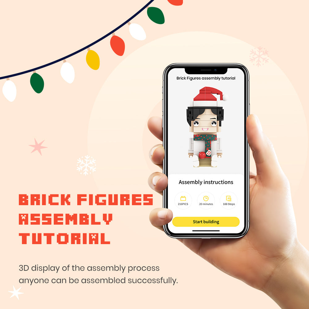 Custom Head Gifts for Christmas Elk Girl Brick Figures Small Particle Block Toy