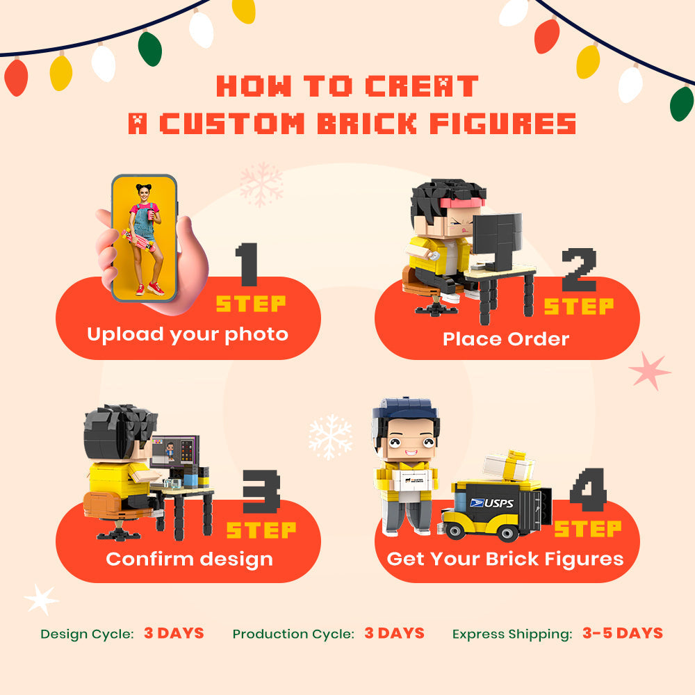 Custom Head Gifts for Christmas Antlers Brick Figures Small Particle Block Toy