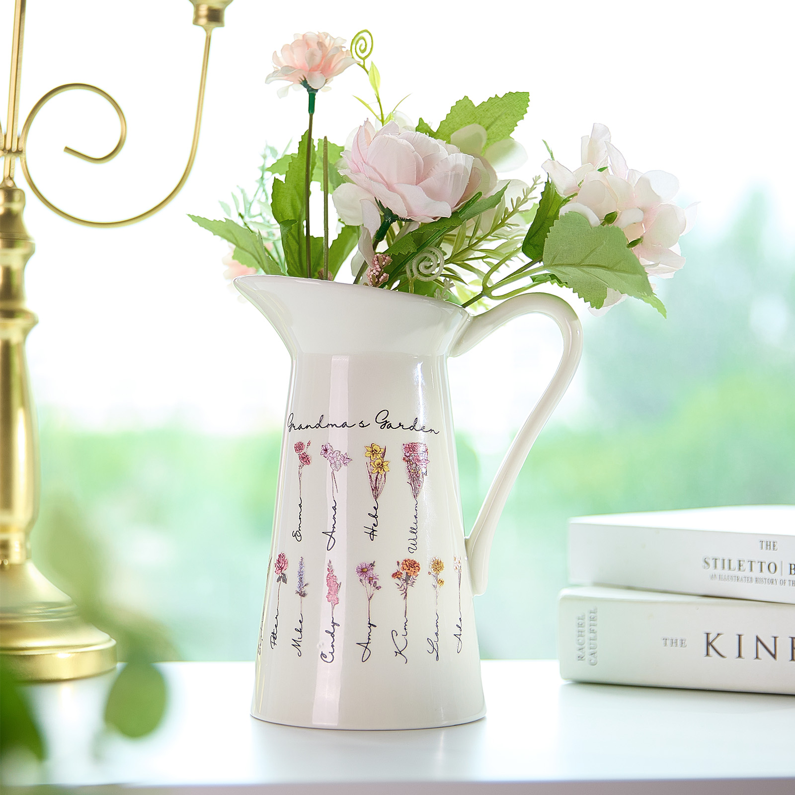 Personalized Gifts for Mom Birth Flower Ceramic Vase