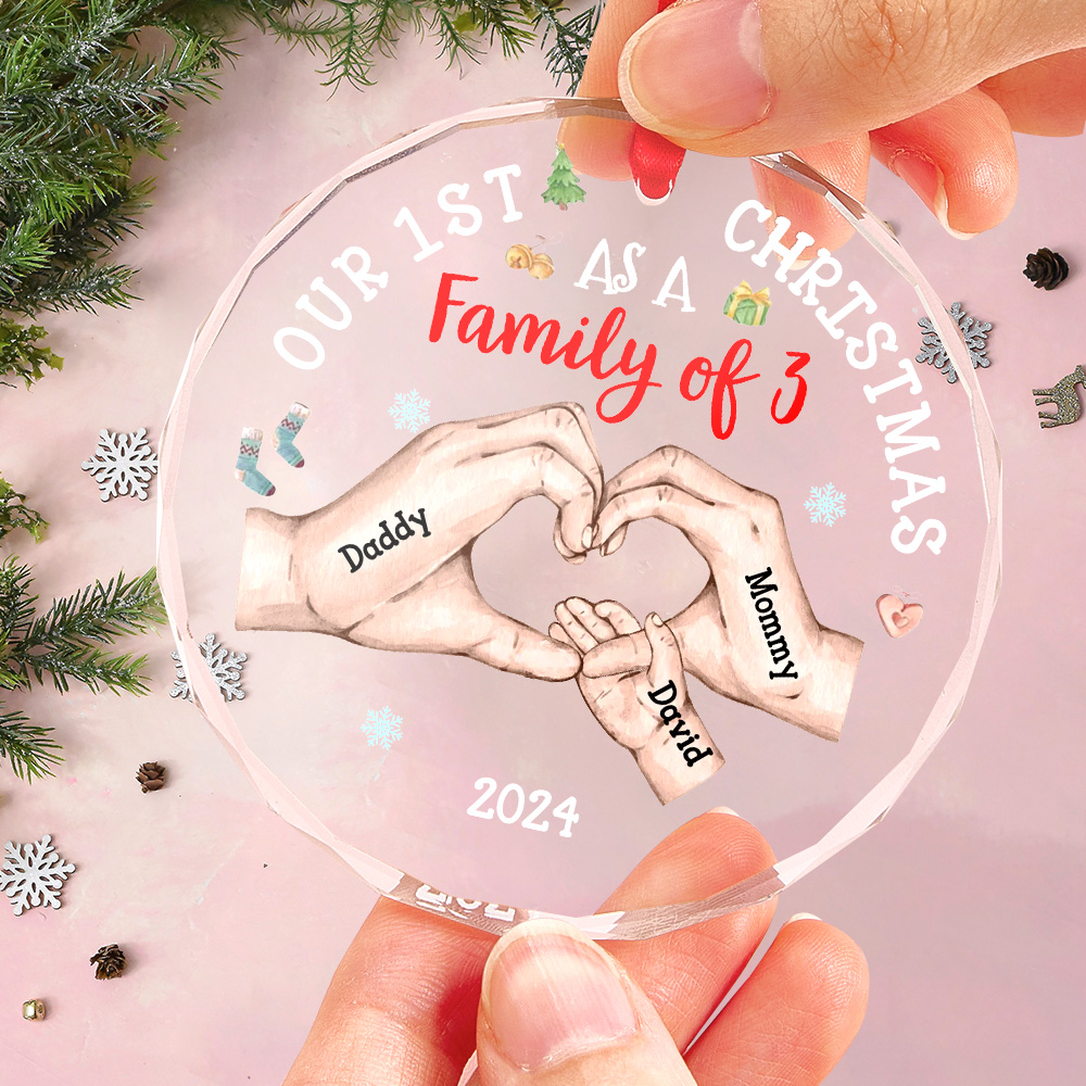 Personalized Gifts for Christmas Baby's First Christmas As A Family Glass Ornament