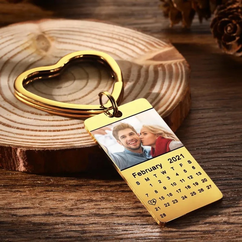 Custom Photo Gifts for Him Calendar Anniversary Keychain