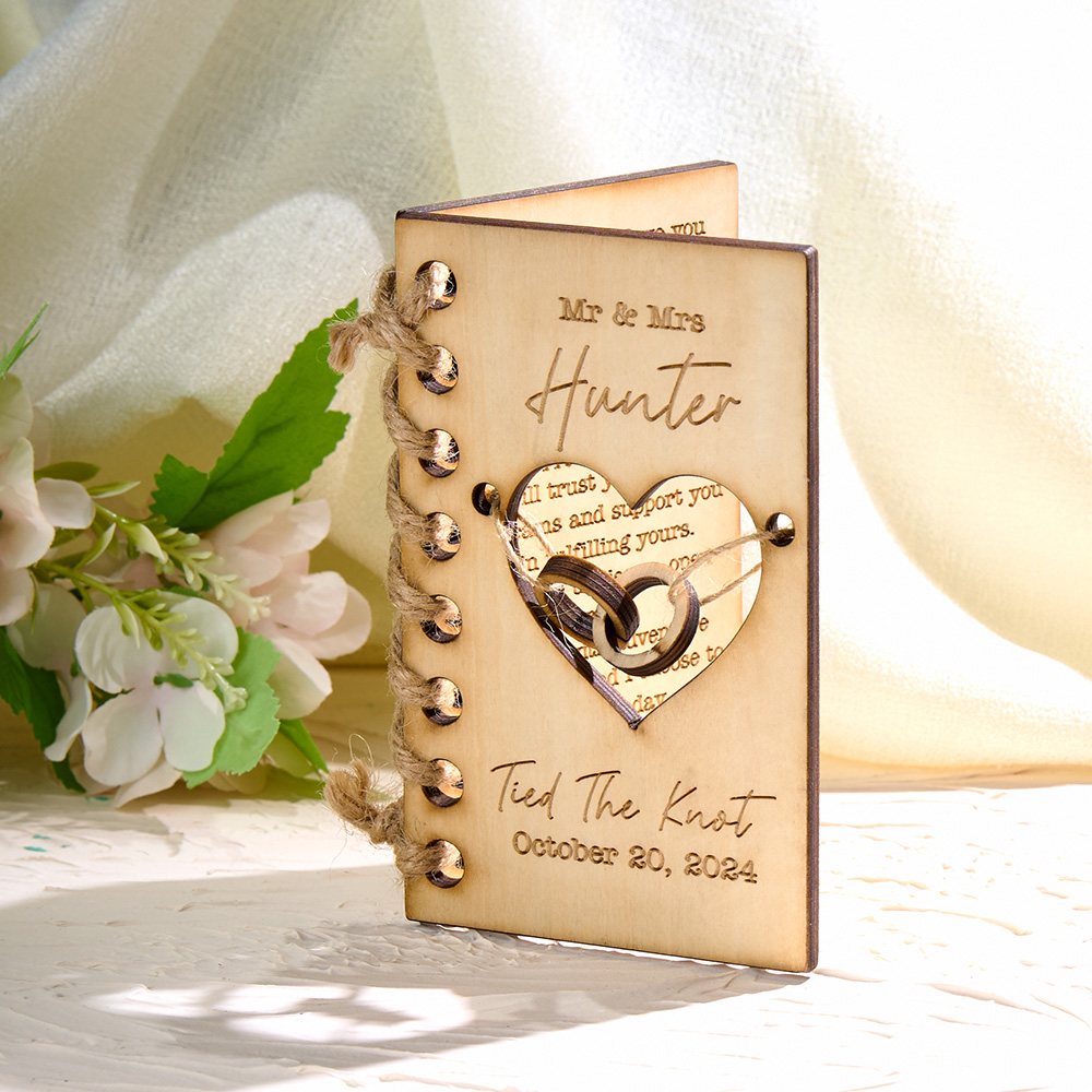 Custom Gifts for Couple Handmade Wood Wedding Vow Book Newlywed