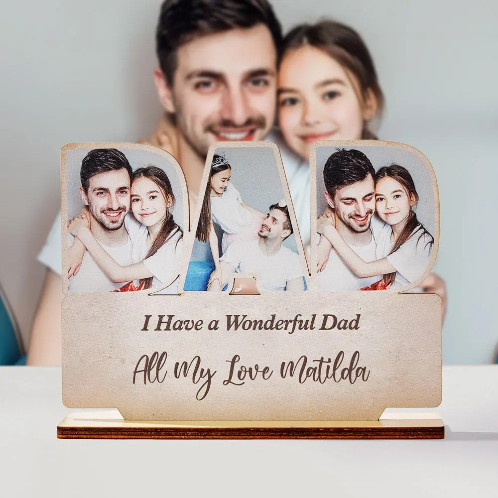 Custom Photo Gifts for Dad Wooden Plaque Ornament