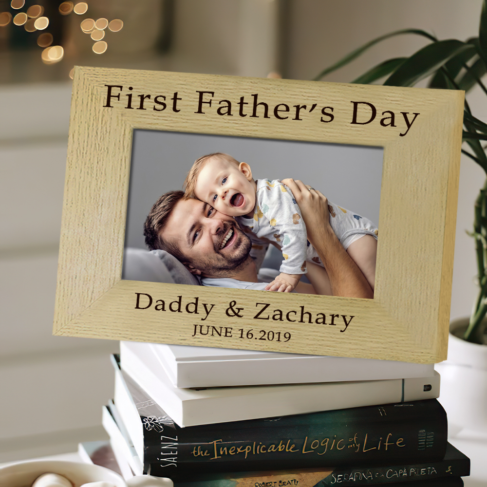 Custom Photo Gifts for Dad First Father's Day Wood Picture Frame