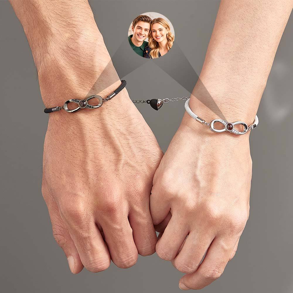 Custom Photo Gifts for Couple Black & White Projection Bracelets