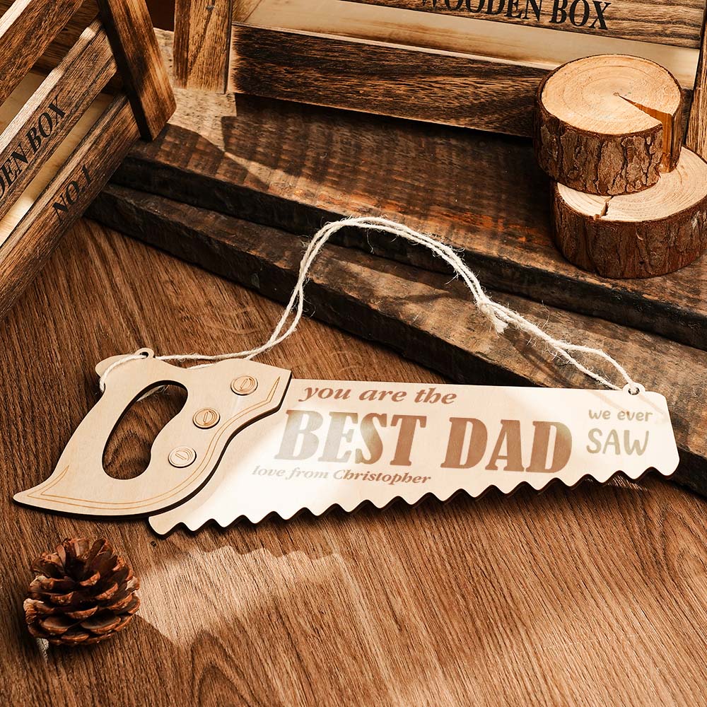 Custom Name Gifts for Dad Engraved Pendant Saw Creative