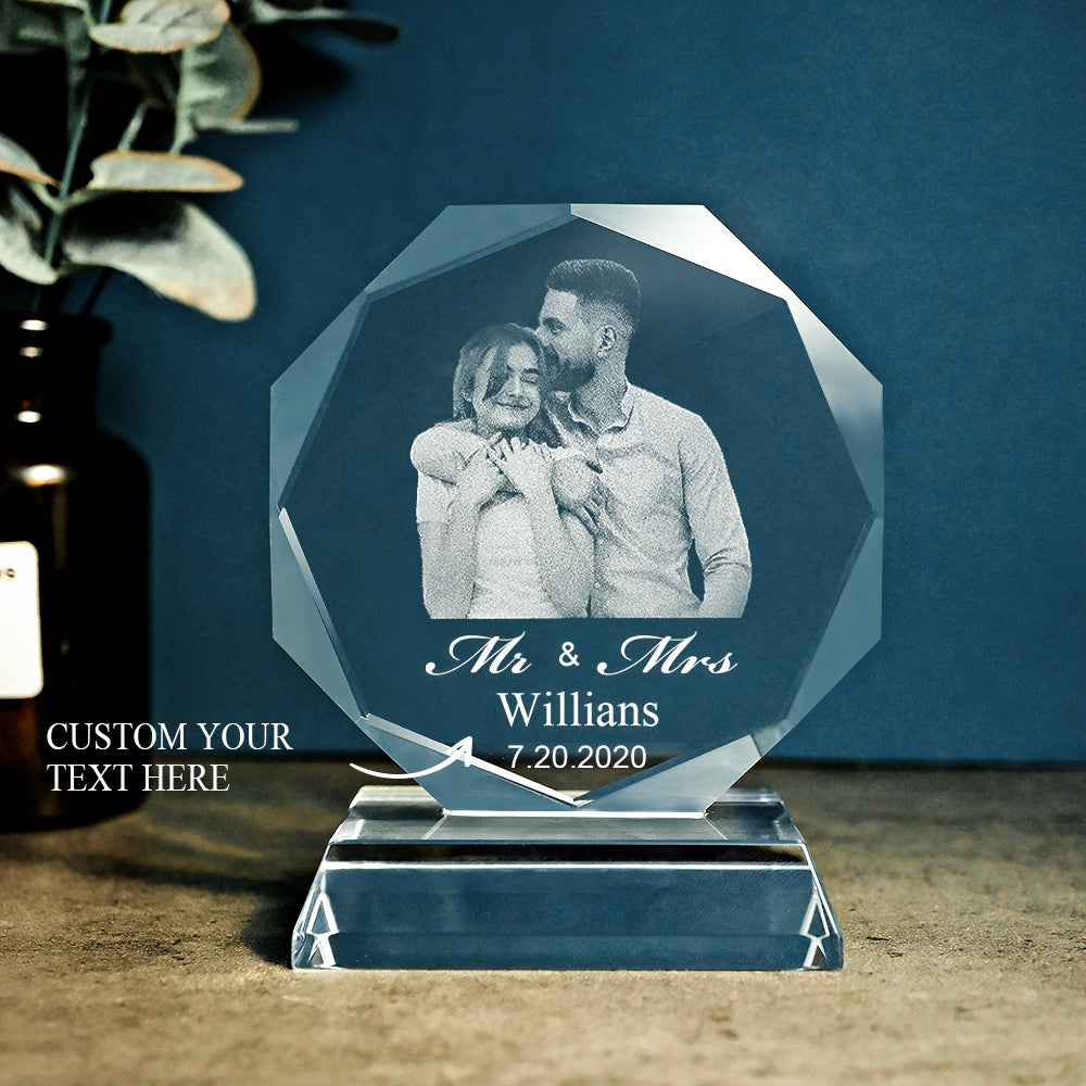 Custom Photo Engraved Gifts for Dad Ornaments Crystal Glass