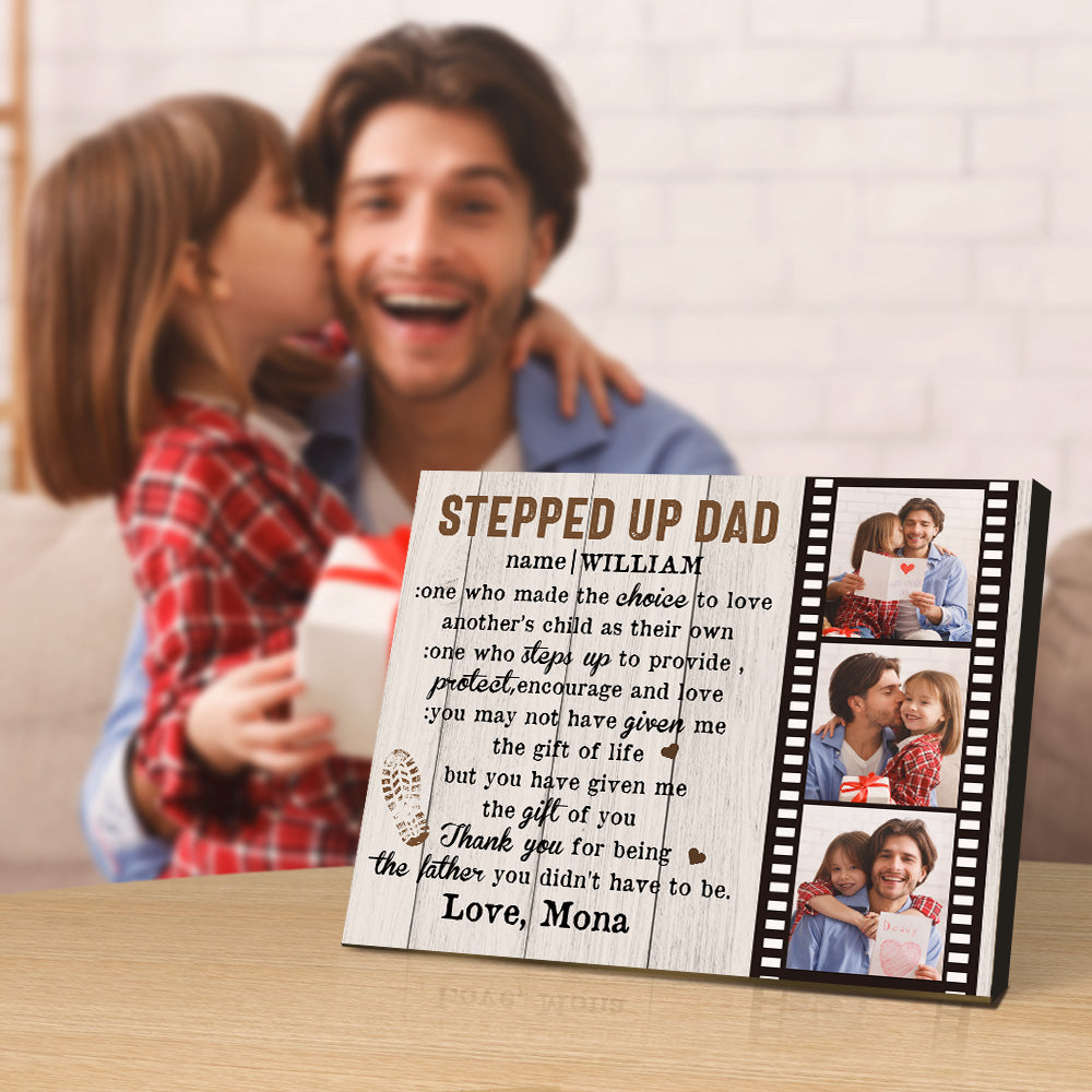 Custom Name gifts for Dad Stepped Up Dad Film Sign