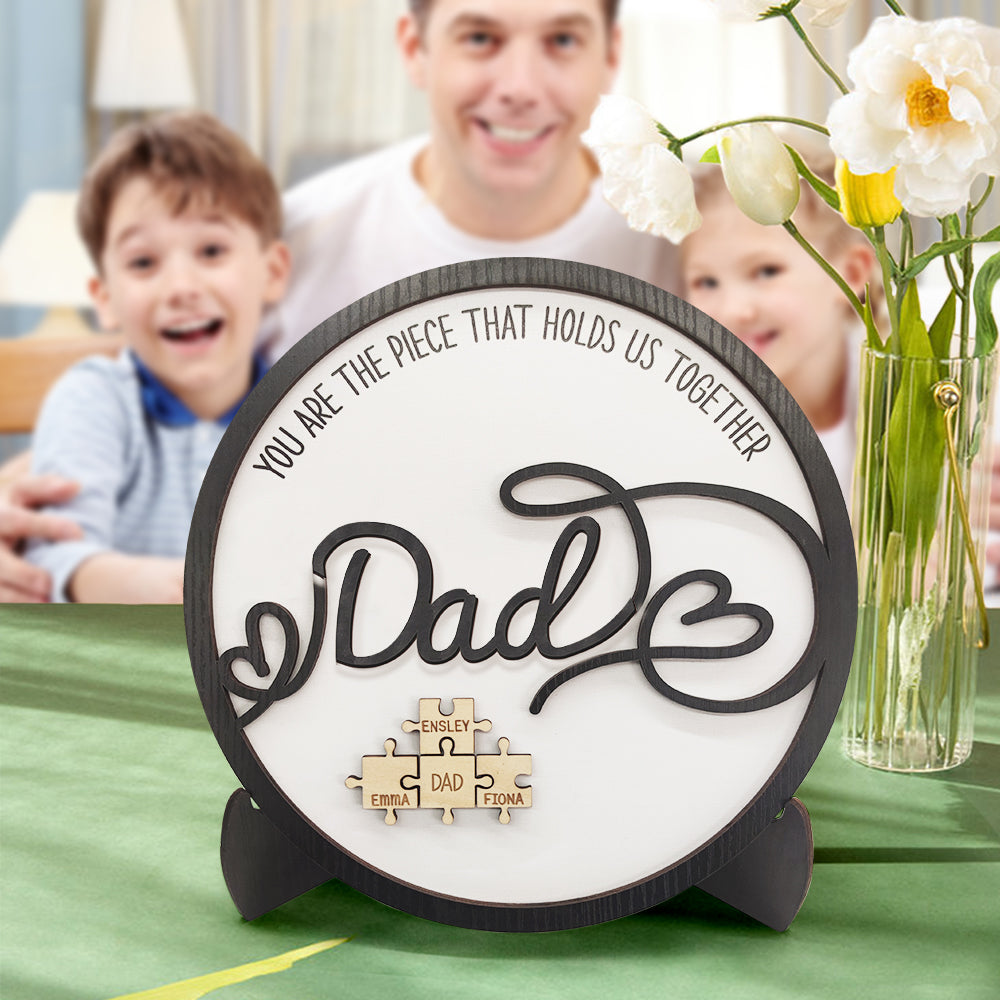 Custom Name Gifts for Dad Round Puzzle Plaque