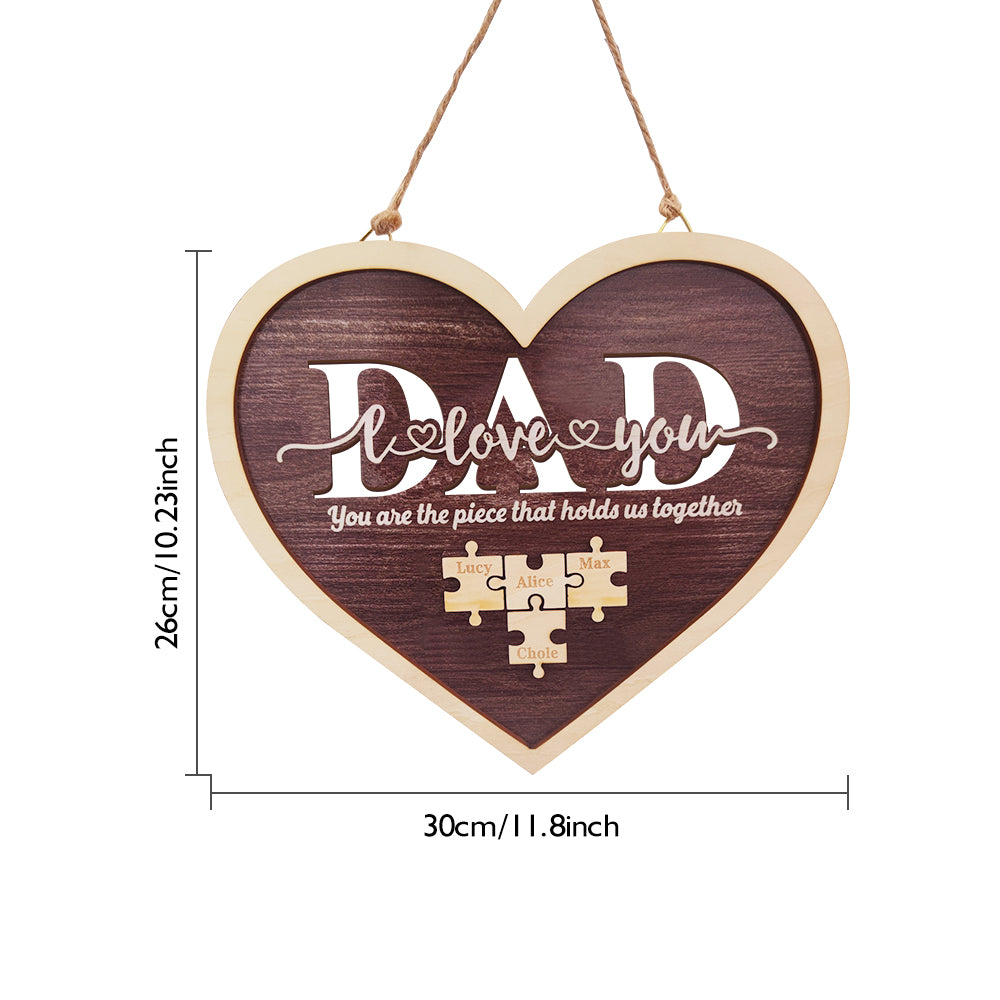 Custom Name Gifts for Dad Heart Puzzle Plaque