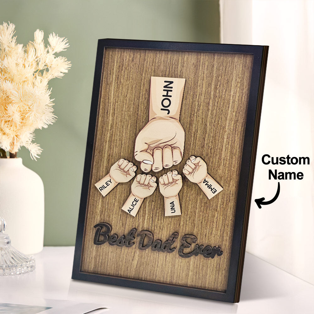 Custom Name Gifts for Dad Fist Bump Sign Wooden Plaque