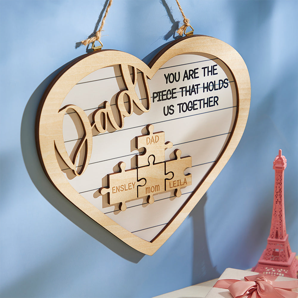 Personalized Gifts for Dad Engraved Puzzle Pieces Heart Shape