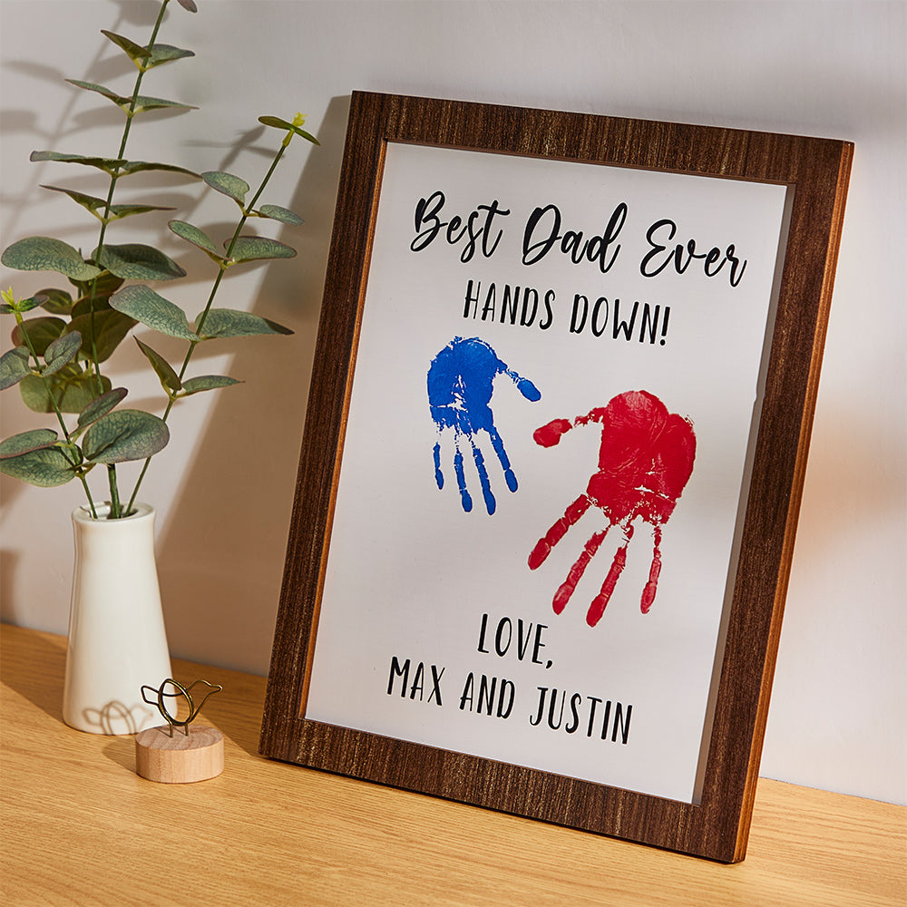 Custom Name Gifts for Dad Engraved Ornament Creative Handprint