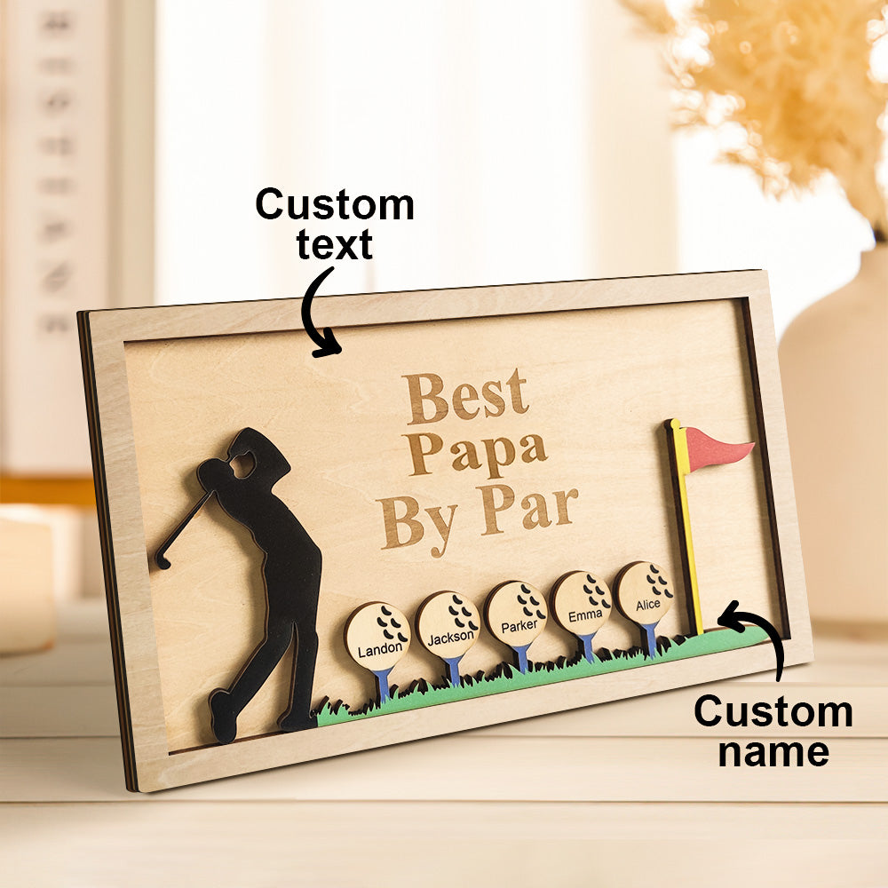 Custom Name Gifts for Dad Wooden Golf Sign Engraved Plaque