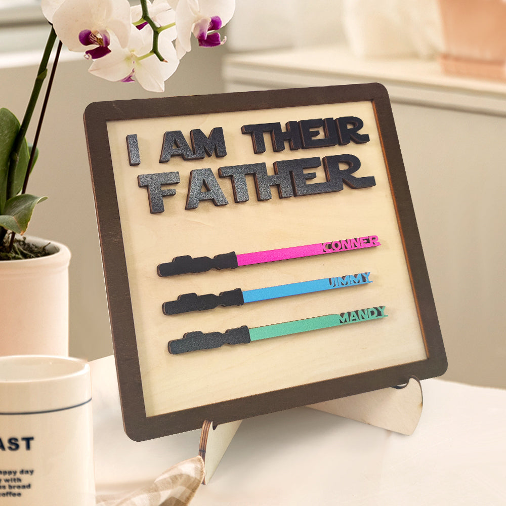 Custom Name Gifts for Dad Wood Lightsaber Plaque