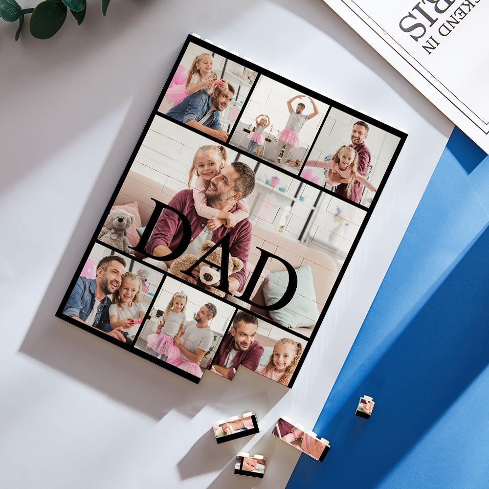 Custom Photo Gifts for Dad Building Block Puzzle Vertical