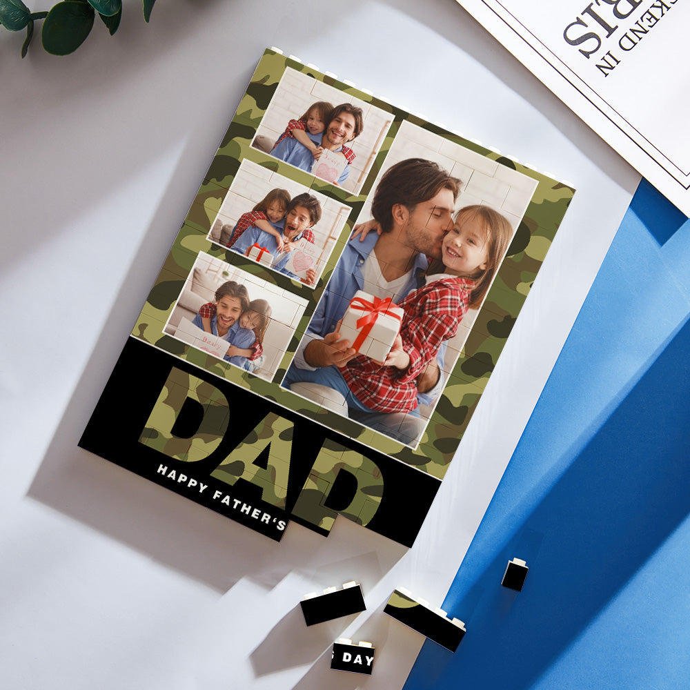 Custom Photo Gifts for Dad Building Block Puzzle Vertical Camouflage