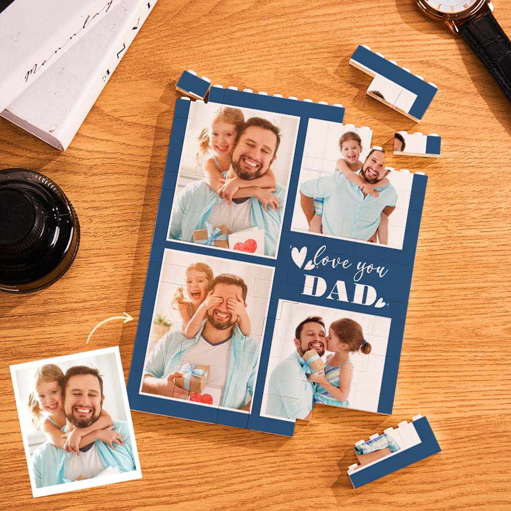 Custom Photo Gifts for Dad Building Block Puzzle Vertical