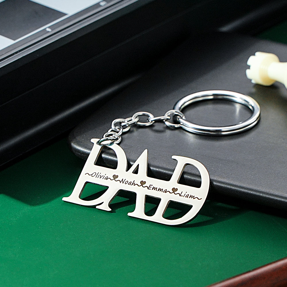 Custom Name Gifts for Dad Keychain up to 4 names