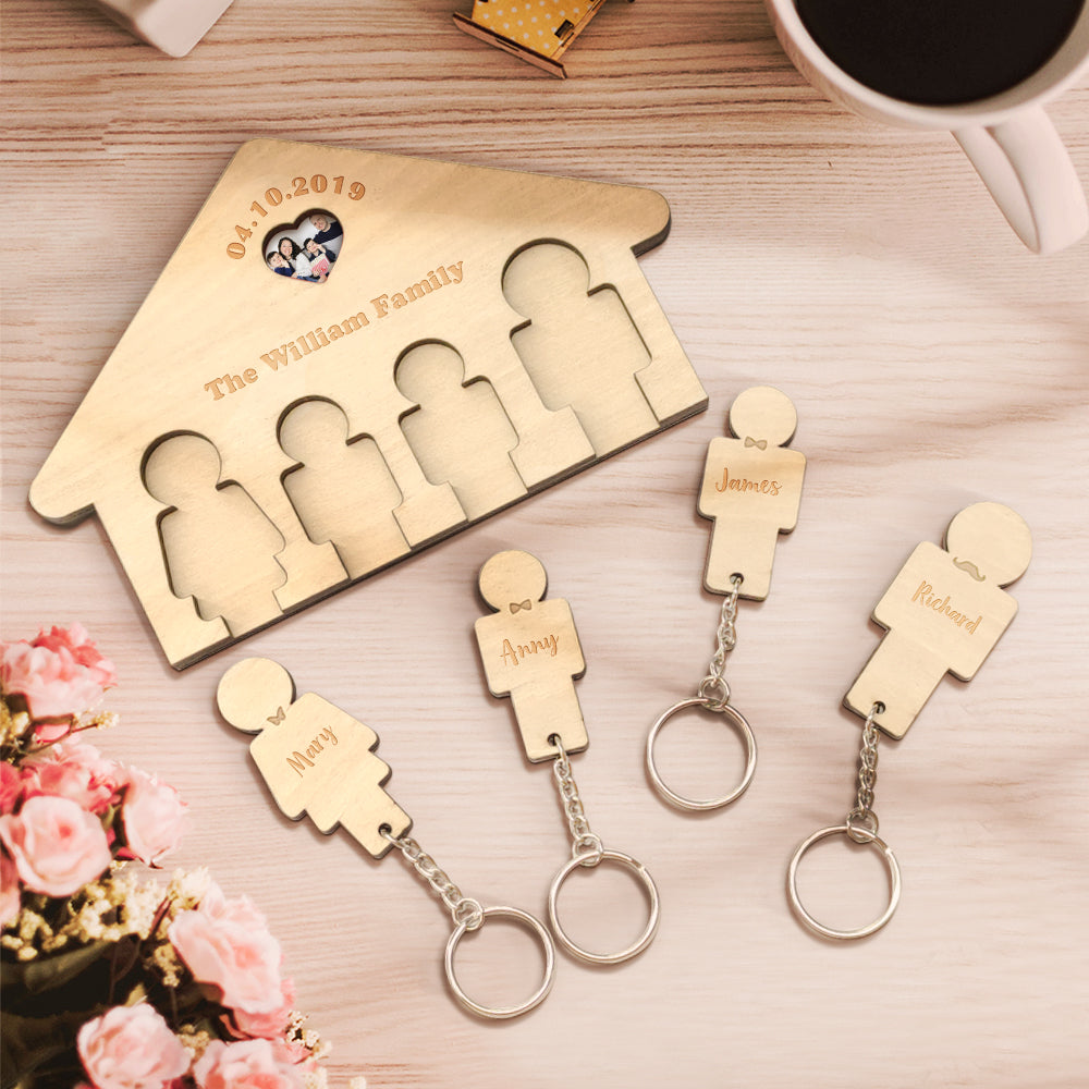 Custom Photo Gifts for Family Wooden Key Holder Home Decorative