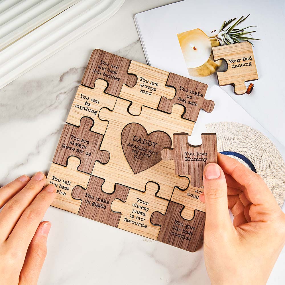 Custom Name Gifts for Dad Engraved Puzzle Ornaments Wooden Creative