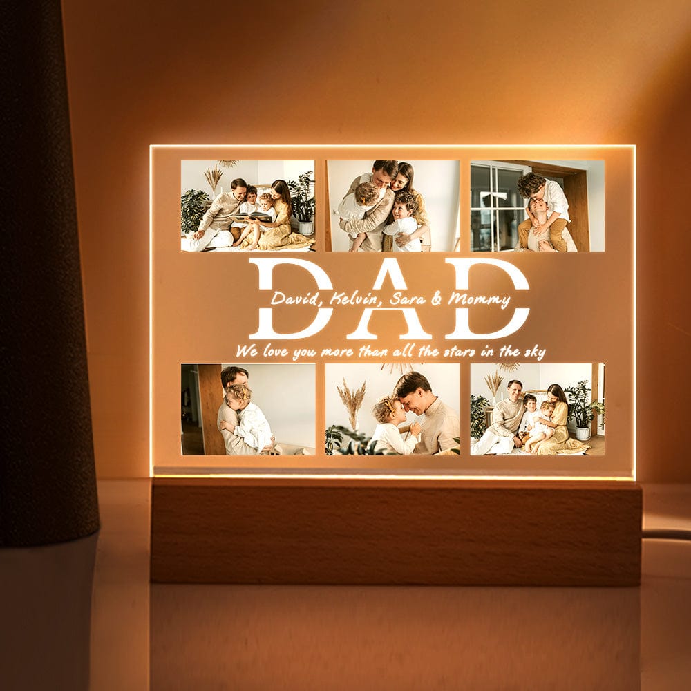 Custom Photo Gifts for Dad Acrylic Lamp Engraved Night Light